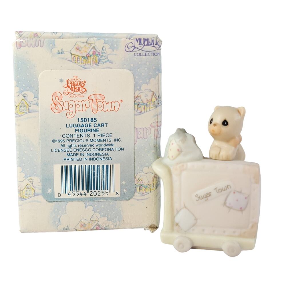 Precious Moments Sugar Town Luggage Cart Figurine Enesco 150185 1995